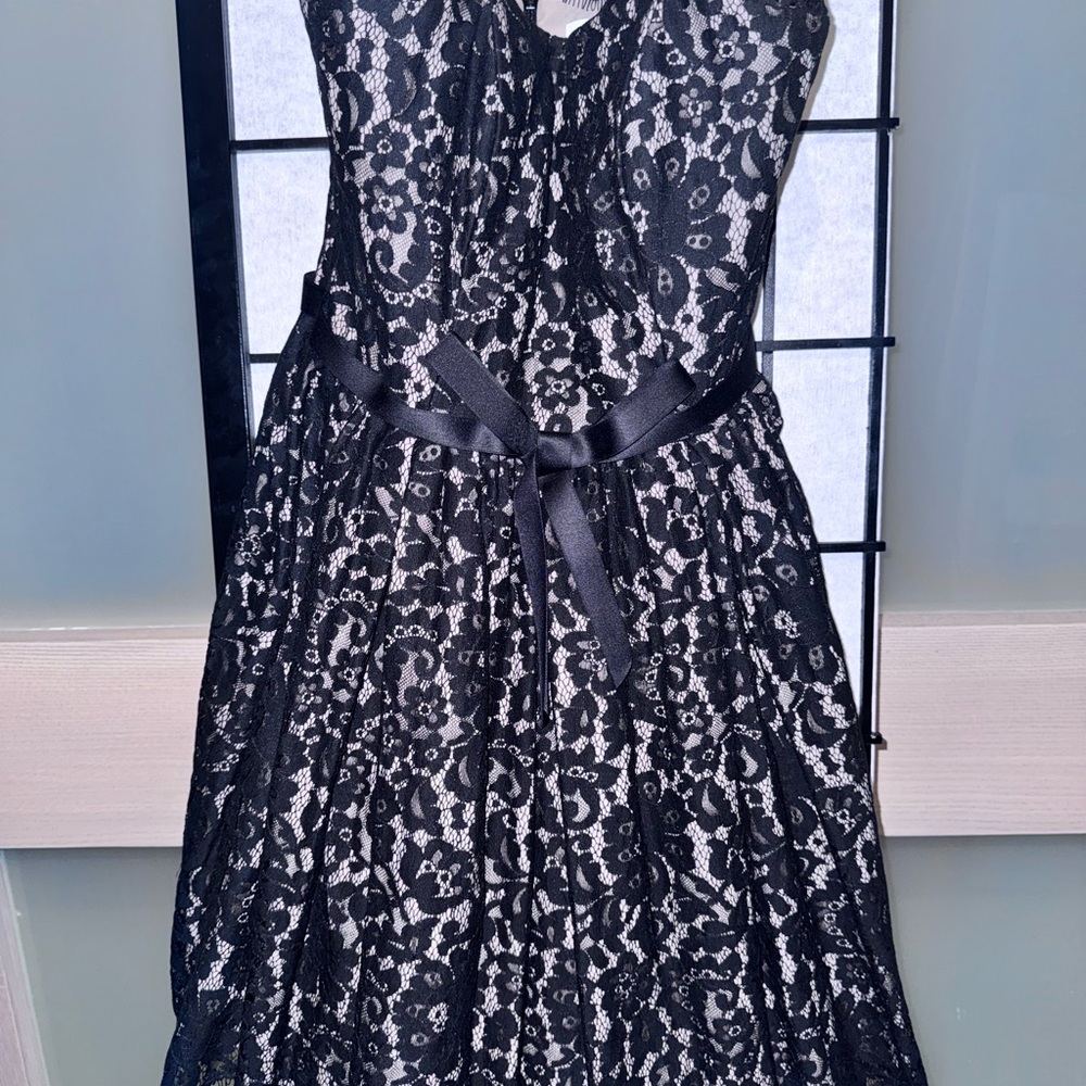 Elegant Black and White Lace Dress